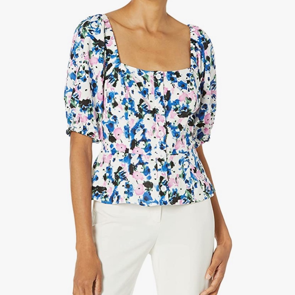 NWT BCBGMAXAZRIA Floral Loose Sleeve Top